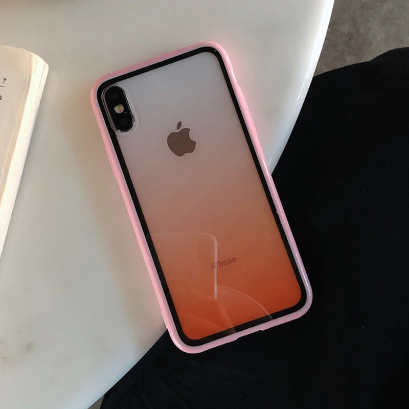 Модный акриловый прозрачный чехол с градиентом для iphone 11 Pro Max XS MAX XR X, чехлы для Apple iphone 7 8 6 6S Plus - Цвет: 4