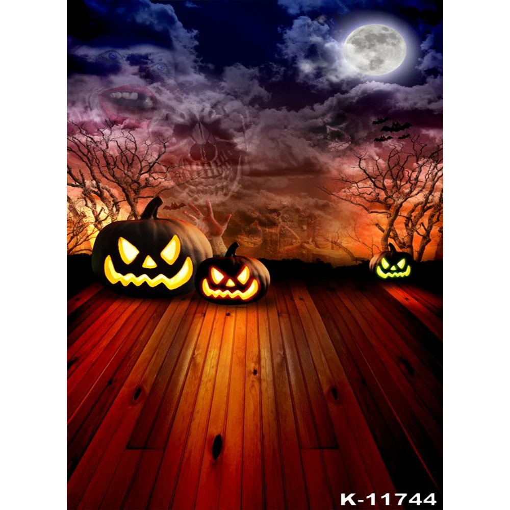 Фоны для фотосъемки "Счастливый Хэллоуин": тыква, волшебник, Луна, деревянный пол, детские фоны, фотоподносы, реквизит для фотостудии.