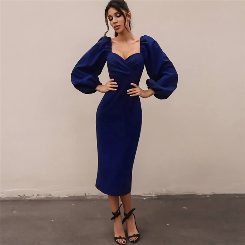 

Платье женское демисезонное с пышными рукавами и открытыми плечами