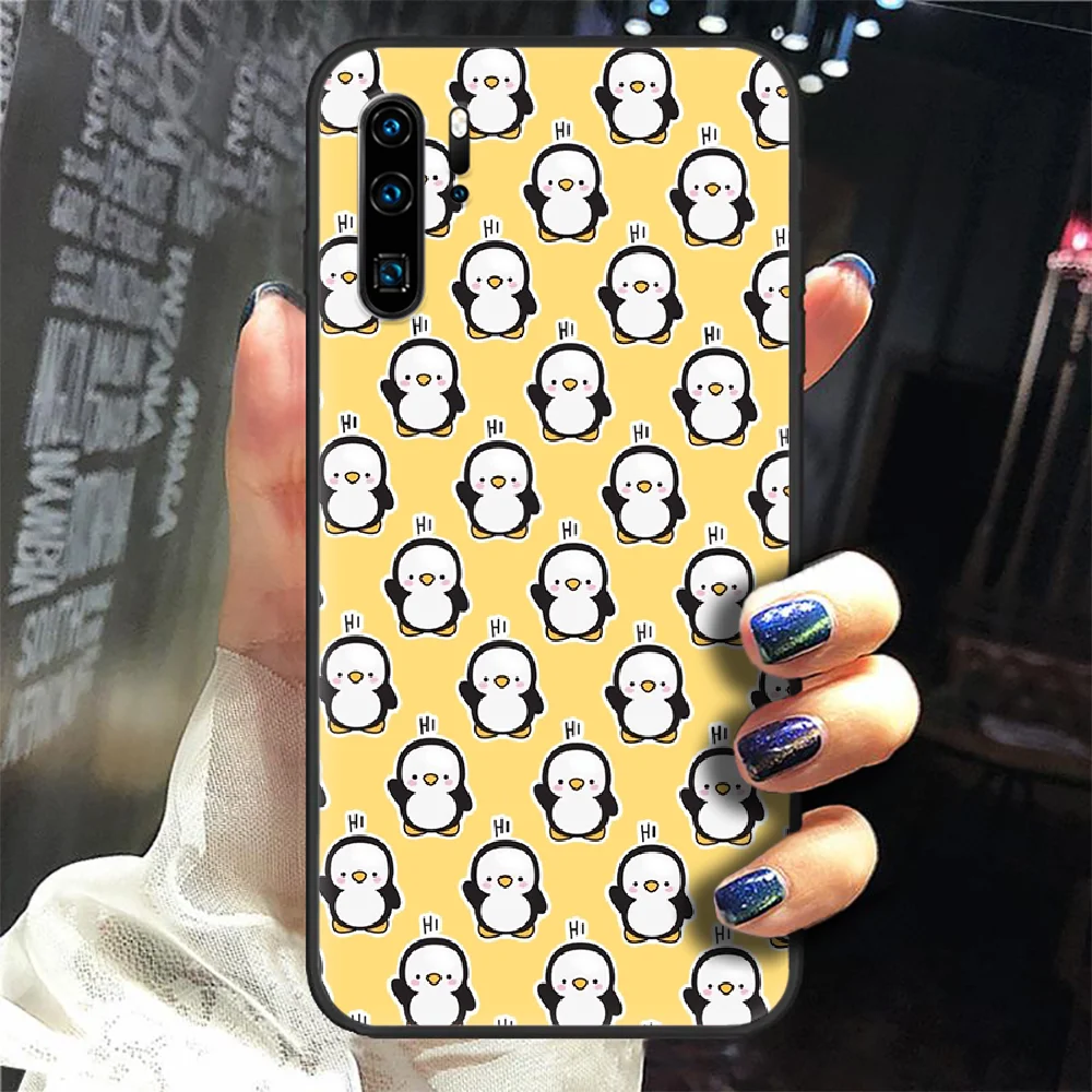 

Penguin Cute cartoon Phone Case Cover Hull For Huawei P8 P9 P10 P20 P30 P40 Lite Pro Plus smart Z 2019 black waterproof tpu