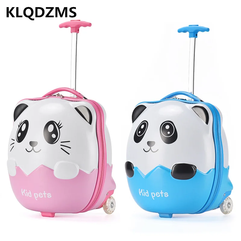 KLQDZMS New Children's Luggage 16 Inch Kids Spinner Rolling Suitcase Baby Trolley Case Boarding Luggage