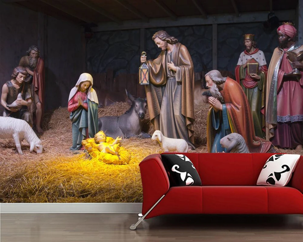 

3d обои, обои с изображением Рождения Христа, для гостиной, дивана, телевизора, стены, спальни, ресторана, отеля, бара