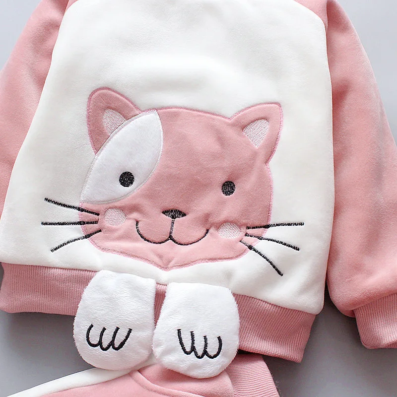 Зимний хлопковый комбинезон с рисунком кошки для девочек и мальчиков 3