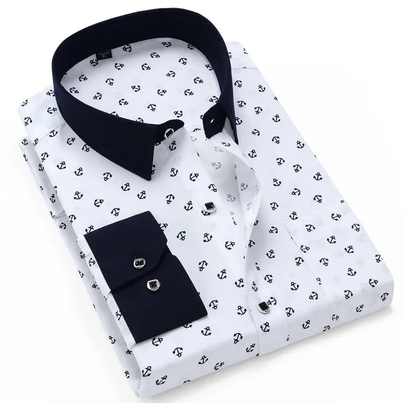 Рубашка мужская с длинным рукавом модная Повседневная рубашка принтом для