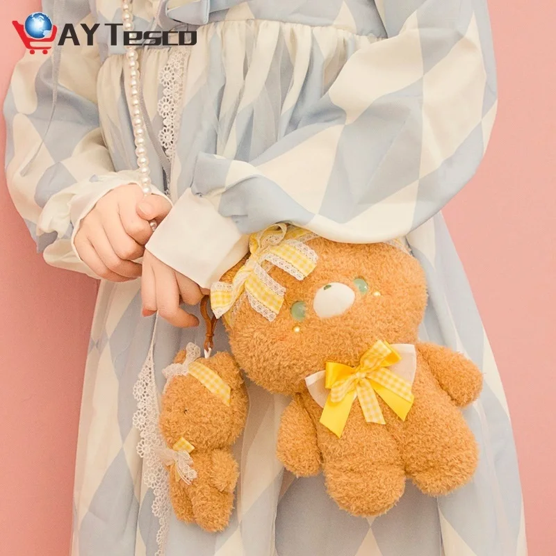 

Kawaii Bear Plush Shoulder Bags Cartoon Animals Rabbit Cat Crossbody Bag Girl keychain Small Pendant Coin Purse Gift for women