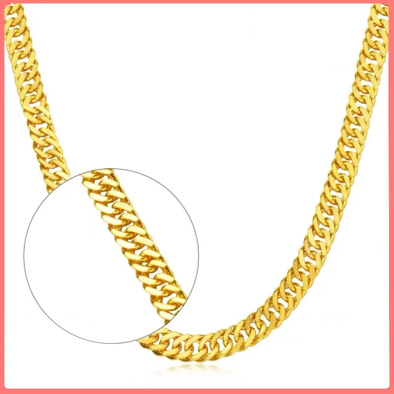 

Gold-plated Men's Necklace Sand Gold Real Imitation Gold Color 24K Yellow Gold Color Local Tyrant Chain Jewelry Designer Charm
