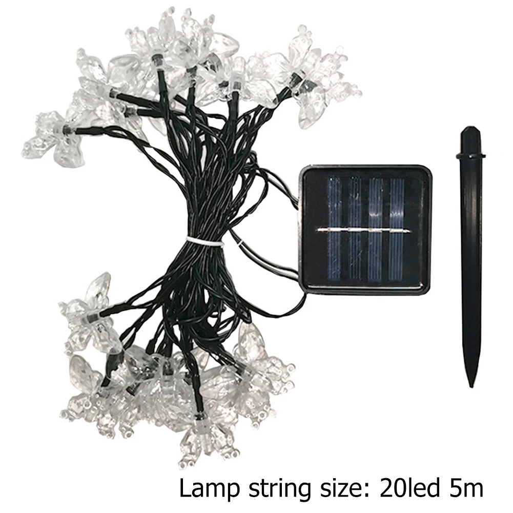 

20/30 LED Solar Powered Colorful Butterfly Night Light Lamp Fiber Optic Fairy String Lights Waterproof Christmas Outdoor Decor