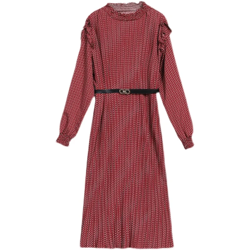 

COIGARSAM 4XL Plus Size Patchwork Women dress New Spring Loose Belt Dresses 9406