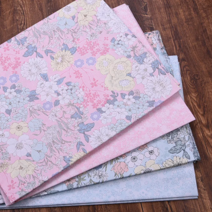 Новая розовая синяя Цветочная саржевая хлопковая ткань сделай сам шитье