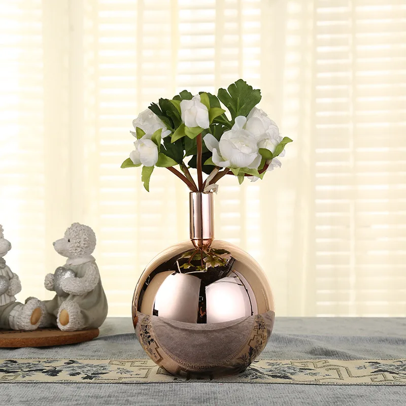 

New Brand Nordic Style Electroplate Graduate Color Handmade Table Vase Modern Home Decor Nordic Styles Glass Vase