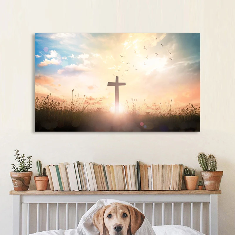 Jesus Cross Painting Christian Wall Art Religious Canvas Poster and Prints for Living Room Decoration Cuadros | Дом и сад