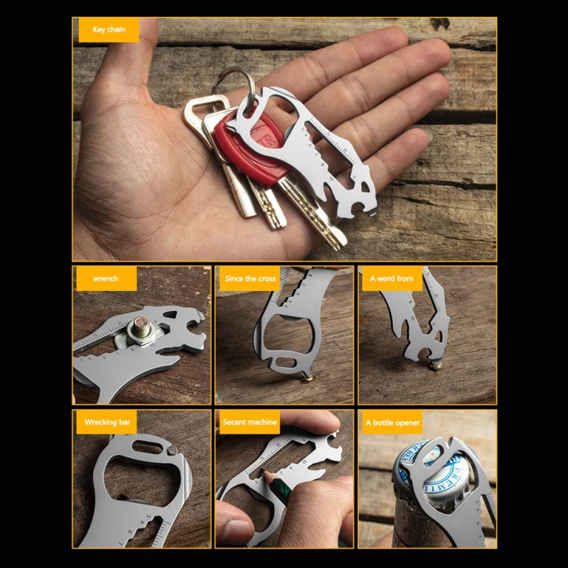 

Outdoor Tools Carabiner Clip Bottle Opener Keychain Ring Climbing Accessories Multifunction Stainless Steel EDC Card Tool