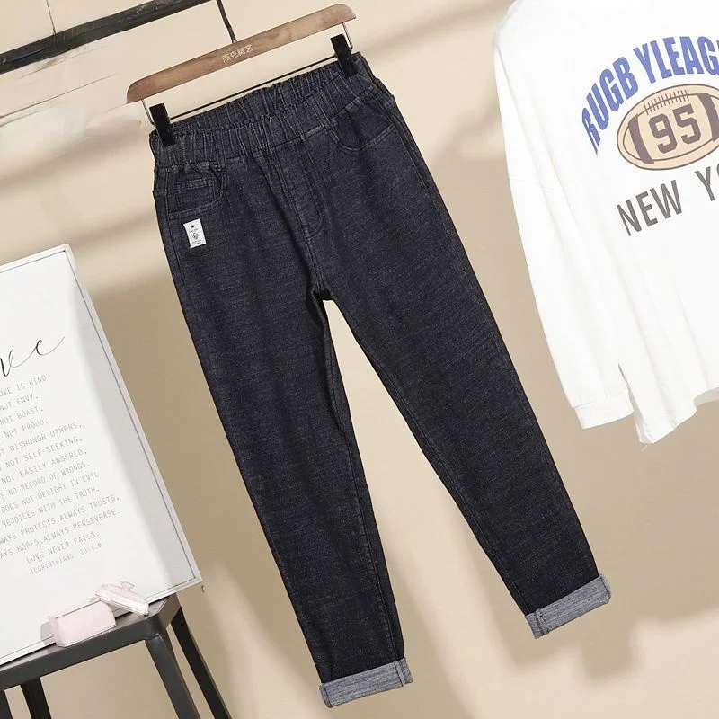 

Women's Baggy Jeans Plus Size 6XL Embroidered Jeans High Waist Elastic Loose Retro Vintage Denim Jeans Female Cowboy Pants