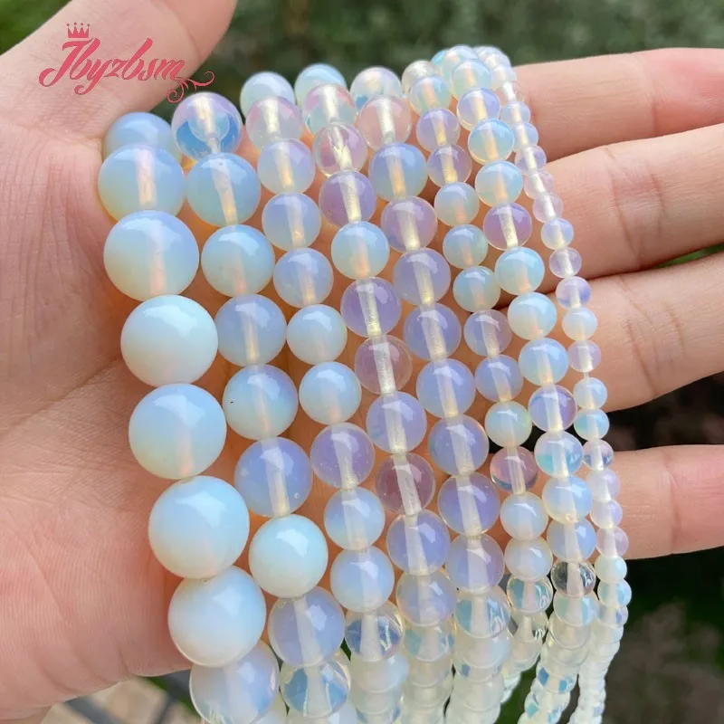 Круглые бусины из белого опала с гладким камнем свободная прокладка 6/8/10/12 мм для