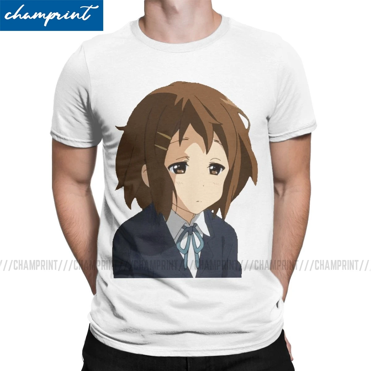 Yui Hirasawa футболка с сонным лицом для мужчин Винтажная круглым вырезом K on японские музыкальные Аниме футболки