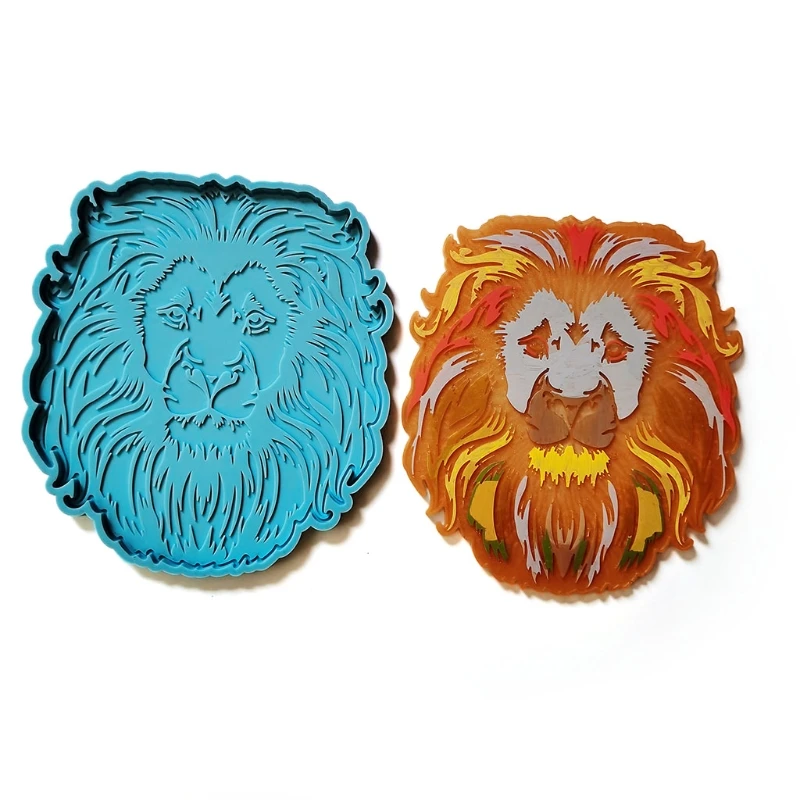 

Lion Head Tray Epoxy Resin Mold Coaster Casting Silicone Mould DIY Crafts Jewelry Home Decorations Making Tool
