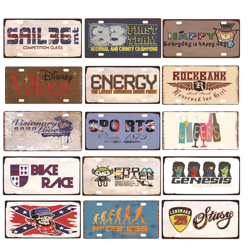 

Металлический жестяной знак Happy Cheers, потертый металлический автомобильный номерной знак с защитой от ржавчины, винтажный декор для бара, па...