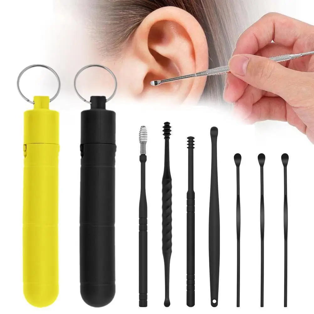 

7PCS Ear Cleaner Earwax Removal Tool ABS Earpick Curette Reusable Ear Cleaning Wax Remover Spring Spoon Ear Pick Cleanser Care