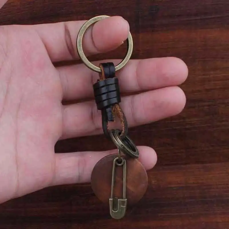 Pin LXJERY 19 видов стилей, винтажная деревянная крышка для бутылки колы, кожаный переплетенный брелок для ключей для женщин, сумка, подвеска в виде ключа, цепочка, подарки - Цвет: Pin