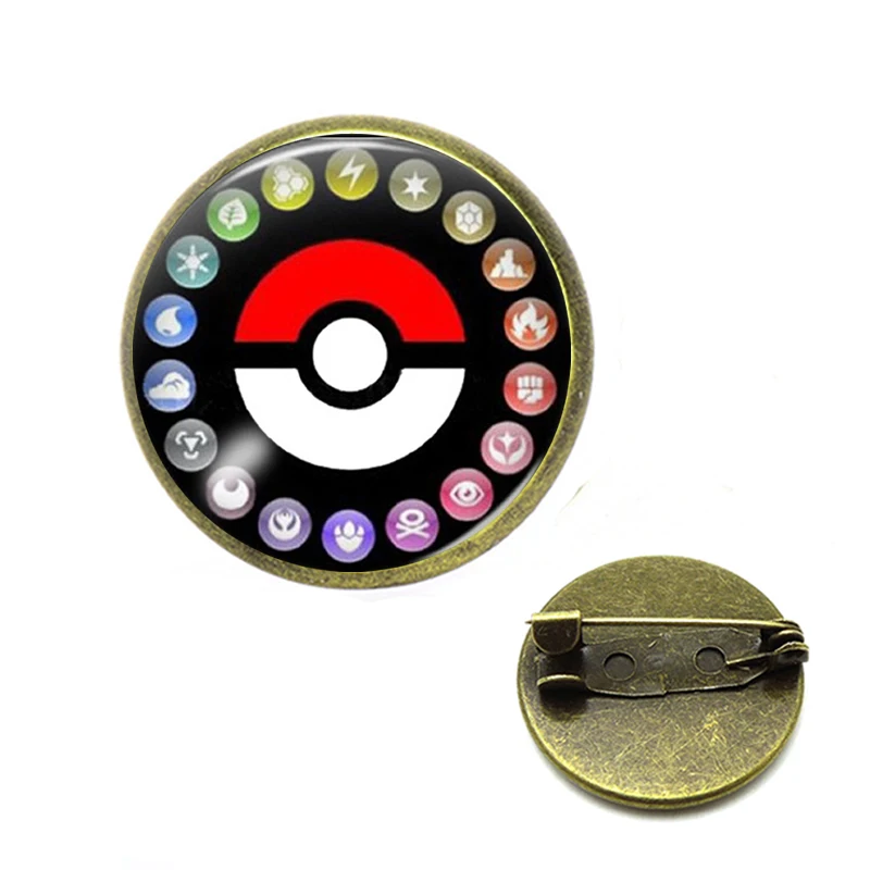 Pokeball Броши с изображением эльфа мяч покебалл Стекло булавка кабошоном аниме