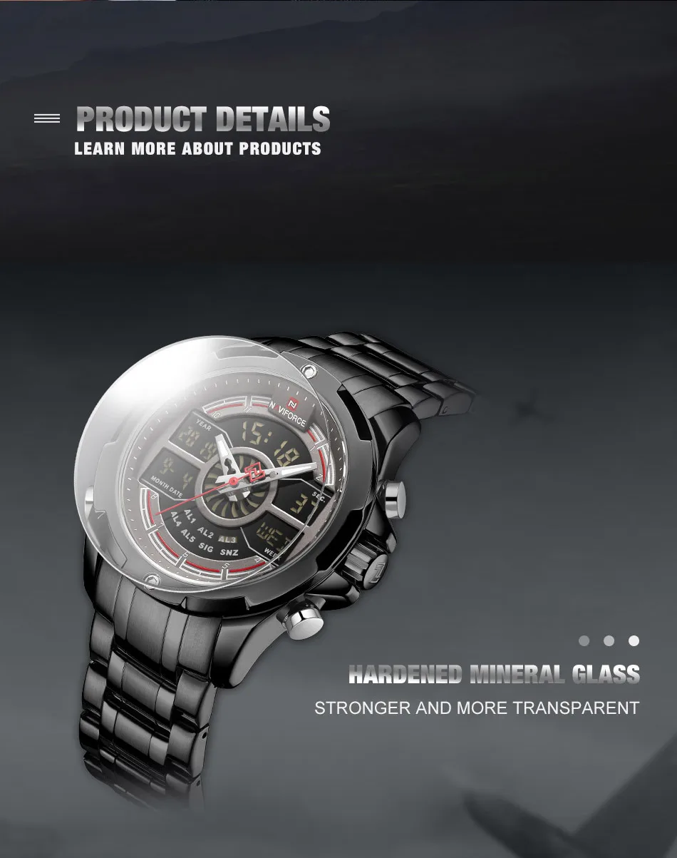 Роскошные Брендовые мужские часы NAVIFORCE, военные, светодиодный, цифровые, спортивные, наручные часы, бизнес, стальной ремешок, кварцевые часы, Relogio Masculino