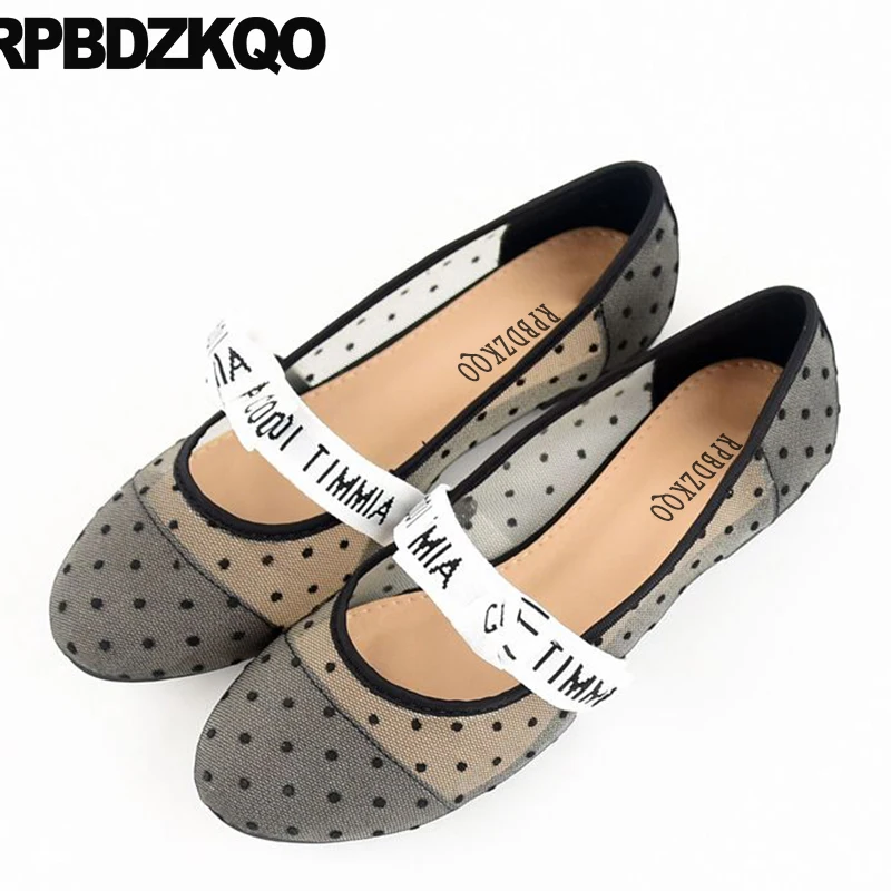 Дизайнерские тканевые балетки Мэри Джейн с круглым носком и бантом сетчатые