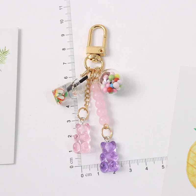 

Gummy Bear Natural Quartz Stone London Clock Model Keychain Flatback Resin Pendant Charms Colorful Handbag Keyring Souvenir 2020