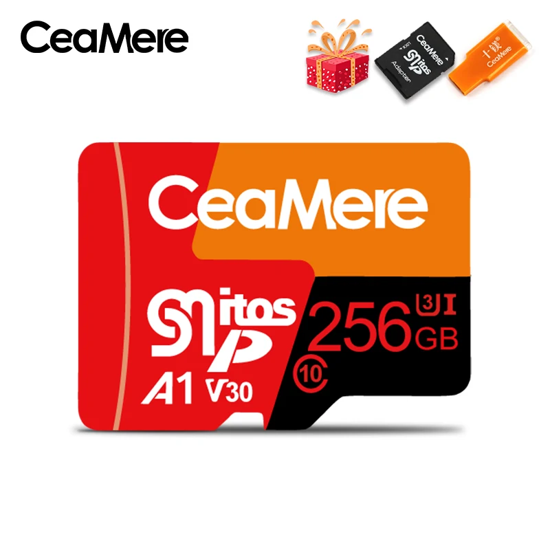 256GB with Gift CeaMere Micro SD карта класс 10 UHS-1 8 Гб класс 6 16 Гб/32 ГБ U1 64 Гб/128 ГБ/256 ГБ U3 карта памяти флэш-память Microsd для смартфона - Емкость: 256GB with Gift