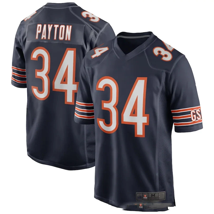 

Bilok Embroidery American Football Jersey Chicago Bears 34# Payton Fans Wear Men Women Kid Youth Blue Rugby Jersey