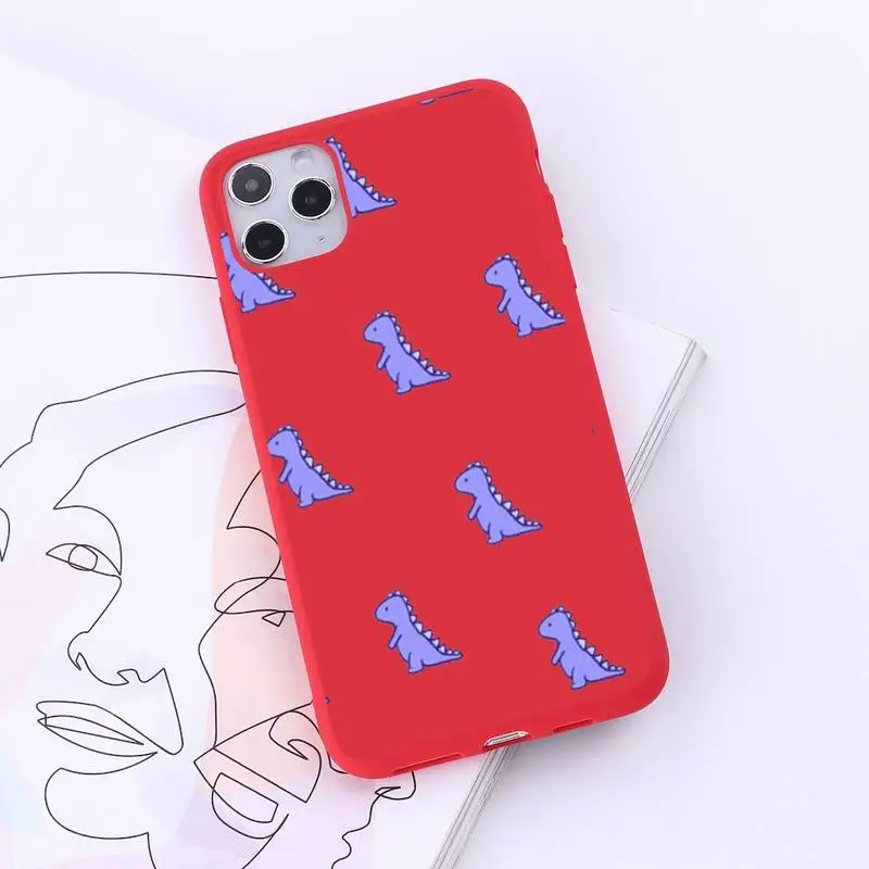 

Cute Dinosaur Baby Fashion Phone Case Red Candy Color for iPhone 6 7 8 11 12 s mini pro X XS XR MAX Plus