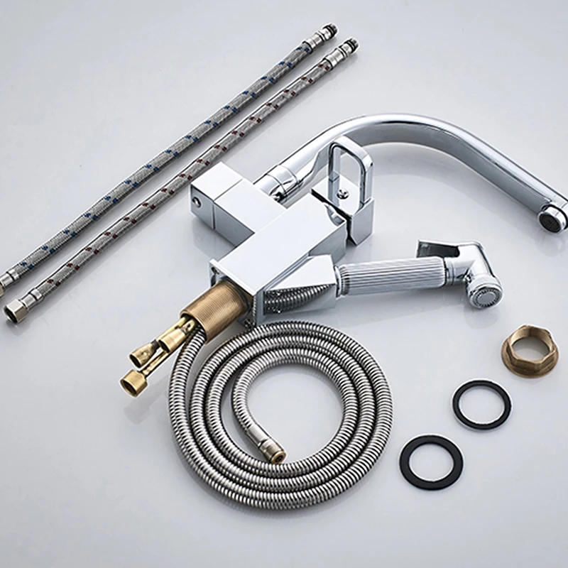 

Black Kitchen Sink Faucet Pull Out Copper Hot And Cold Dishwasher 360 Rotating Sink Faucet Basin Faucet