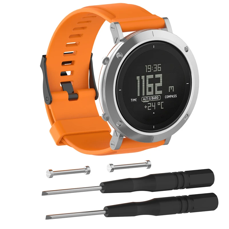 For Suunto Essential Watch Band,Silicone Classic Replacement Watch Strap Band Bracelet For Suunto Core Steel Watch Black Green