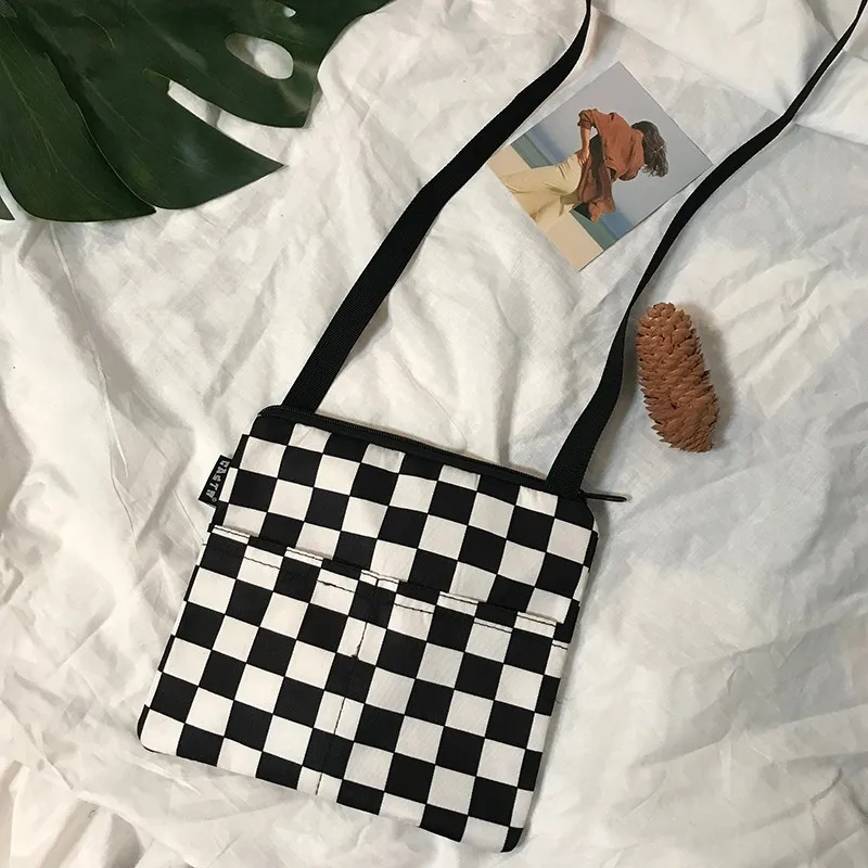 crossbody bag 2 Винтажный уличный Японский Корейский Холщовый клетчатый рюкзак для студентов, школьников, мужчин и женщин, Сумка с пряжкой на молнии, Студенческая дорожная сумка для книг - Цвет: crossbody bag 2