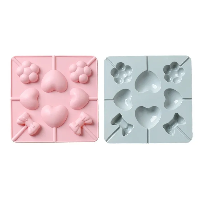 

Valentines Series Gift 8 with Bow Love Silicone Lollipop Mold Easy To Clean Diy Cake Baking Mold Manual Activities for Children