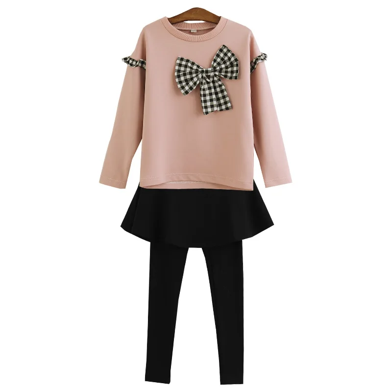Коллекция 2020 года комплекты одежды для девочек на весну и осень топы с бантом
