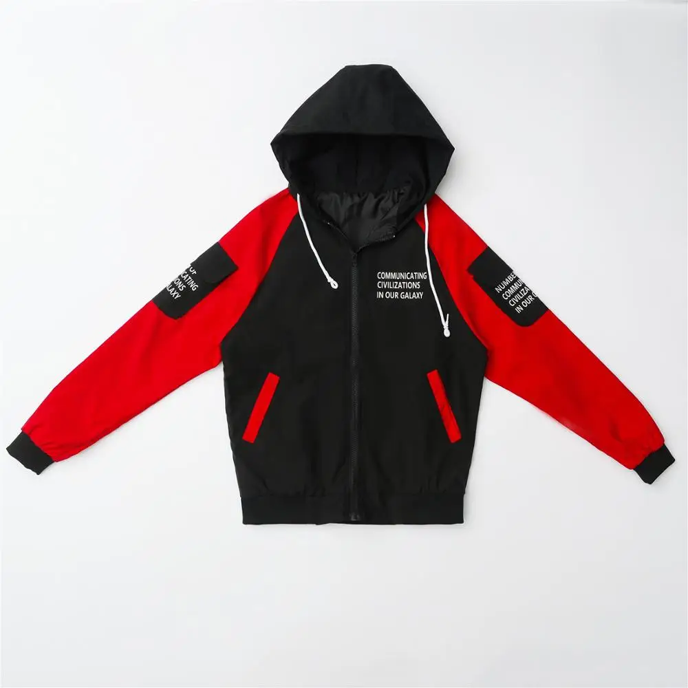 

2020 Spring Autumn casual College Wind Print Hooded Trench Coat Girl Loose Hooded Windbreaker Top For Women Coats Outerwear X893
