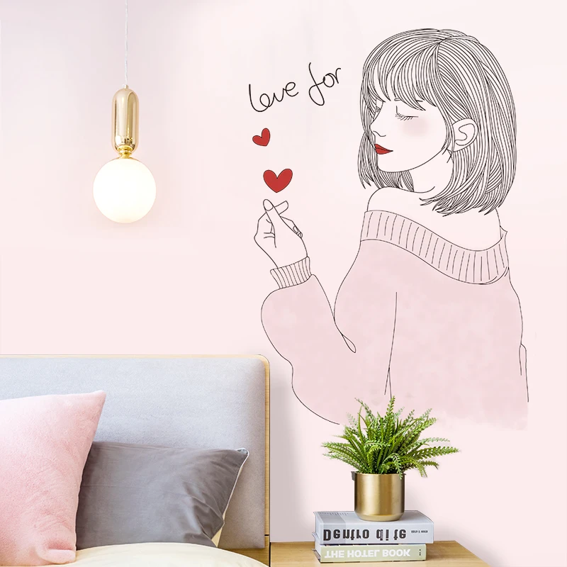 [SHIJUEHEZI] мультфильм девушка наклейки на стену ПВХ материал DIY Красота настенные наклейки для детской комнаты гостиная магазин стекло украшение