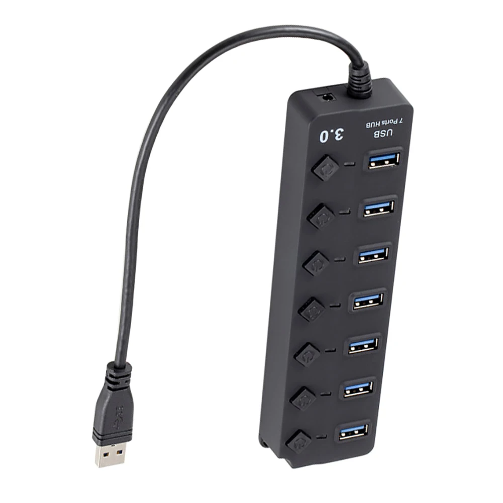 

7 Ports USB HUB Speed USB 3.0 Hub Splitter With ON/OFF Switch with LED light Independent Switch for Computer PC Laptop