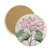lotus flower lotus root watercolor plant ceramic coaster cup mug holder absorbent stone for drinks 2pcs gift