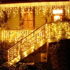 Рождественская светодиодная гирлянда в виде сосулек, уличная гирлянда, зимняя, 5 м, 216 светодиодов, сказочное праздничное освещение, уличное, для свадьбы, Новогоднее украшение
