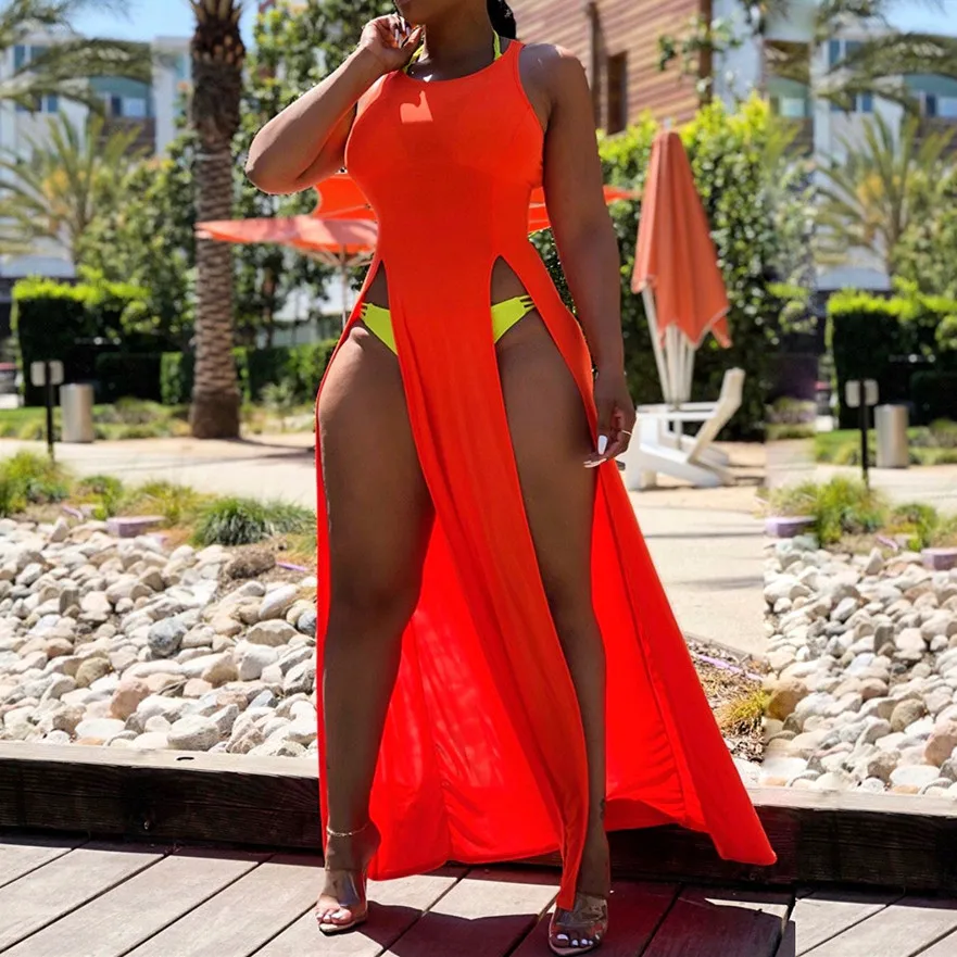 

Sexy Women Bathing Swimsuit Bikini Cover Up Dress Lady Summer Swimwear Wrap Pareo Side Split Cover Ups Beach Sarong Dress 2021