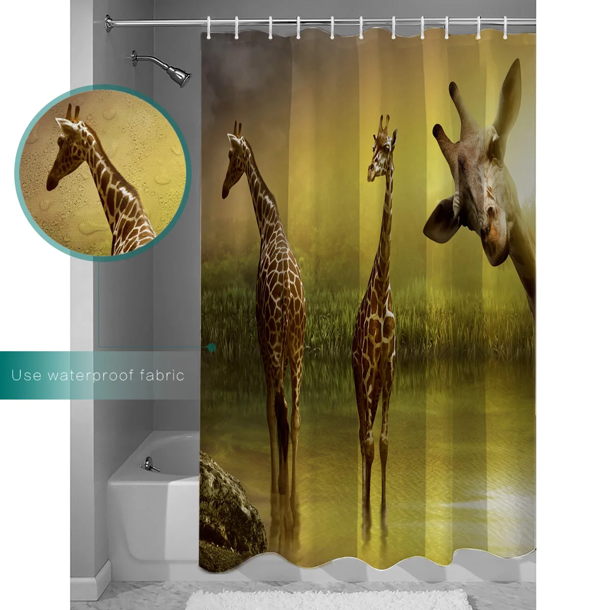 Водонепроницаемая занавеска для душа с жирафом леса|Шторы душа| |