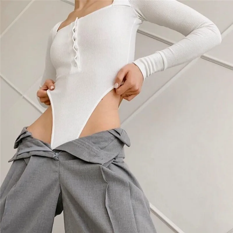 

VIMIMI 2021 Summer Casual Street Shooting Sports Style Square Neck Lapel Row Mouth Threaded Body Shaping One-Piece Women's Top