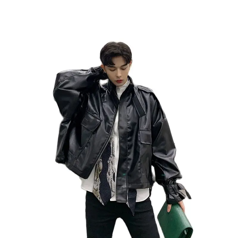 Кожаная куртка большого размера для ночного клуба певицы панка хип-хопа