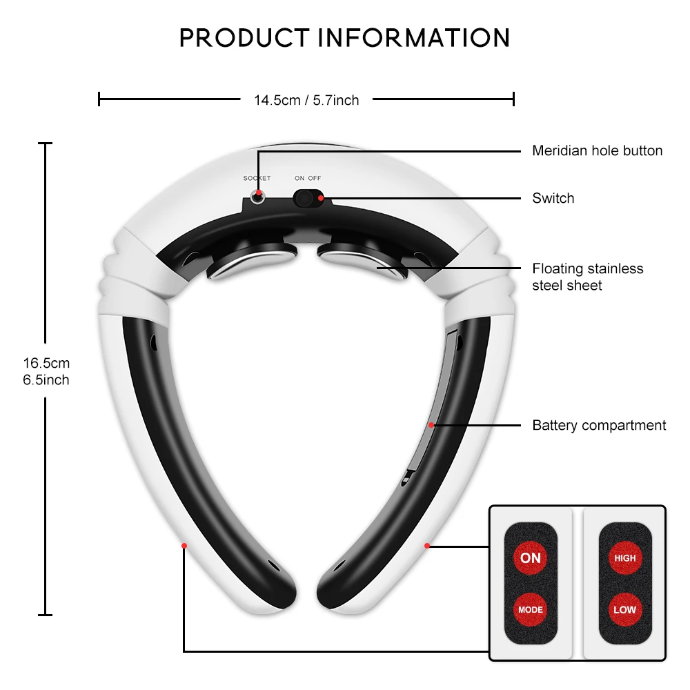

Smart Neck Massager with Heat Shoulder EMS Muscle Trainer Electric Pain Relief Tool Cervical Vertebra Massage Physiotherapy