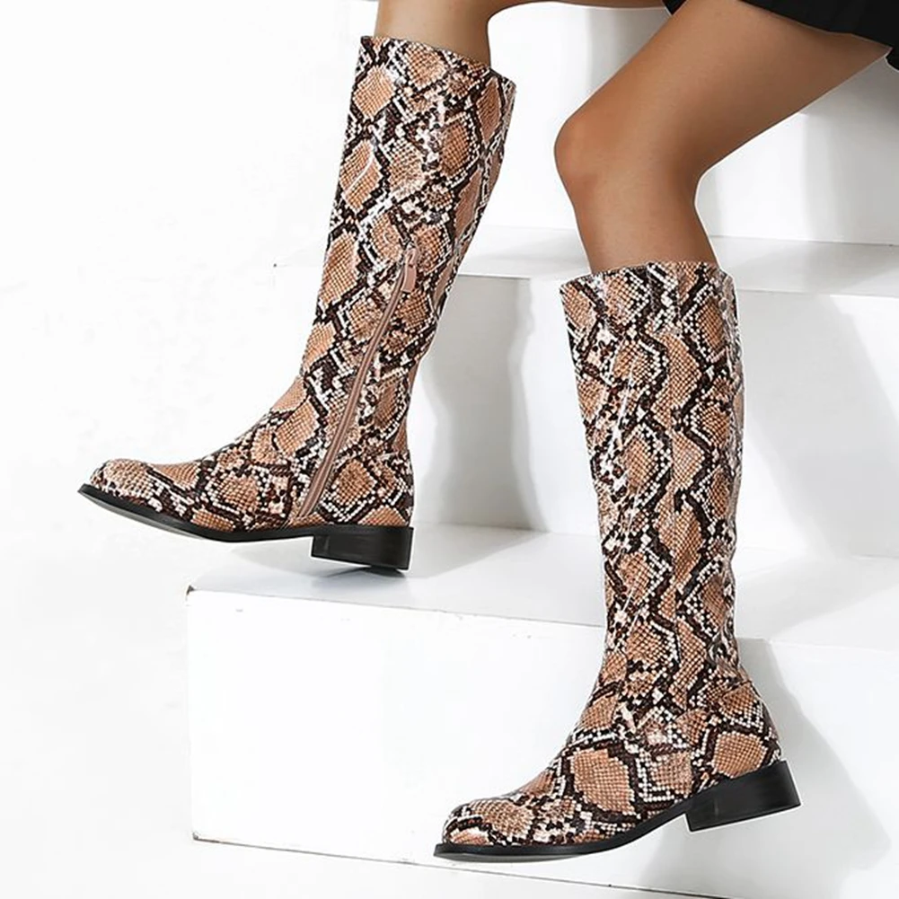 

DORATASIA New Fashion Ladies Mixed Colors Boots Fashion Snake Veins Boots Women 2020 Party Zipper Chunky Heels Shoes Woman