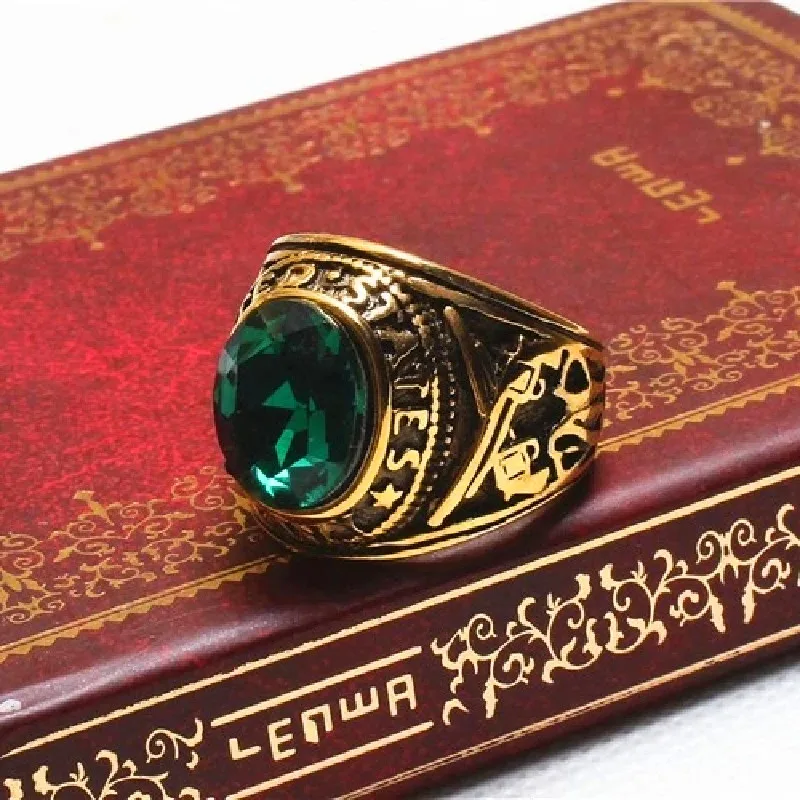 Винтажное армейское кольцо Золотое с мужской бижутерией из нержавеющей стали