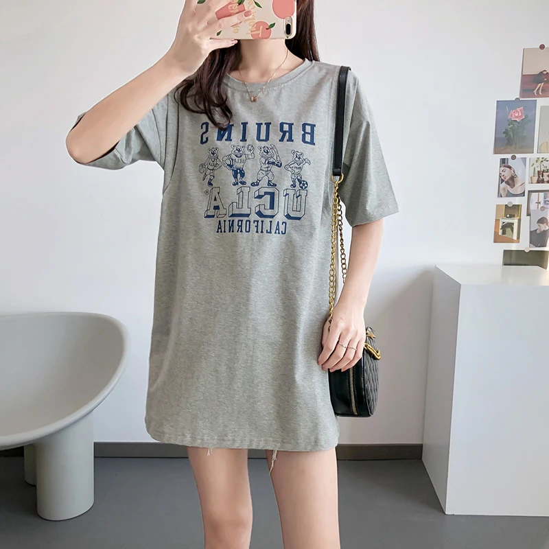 Натуральный хлопок середины Длина Стиль футболка для женщин по беременности и