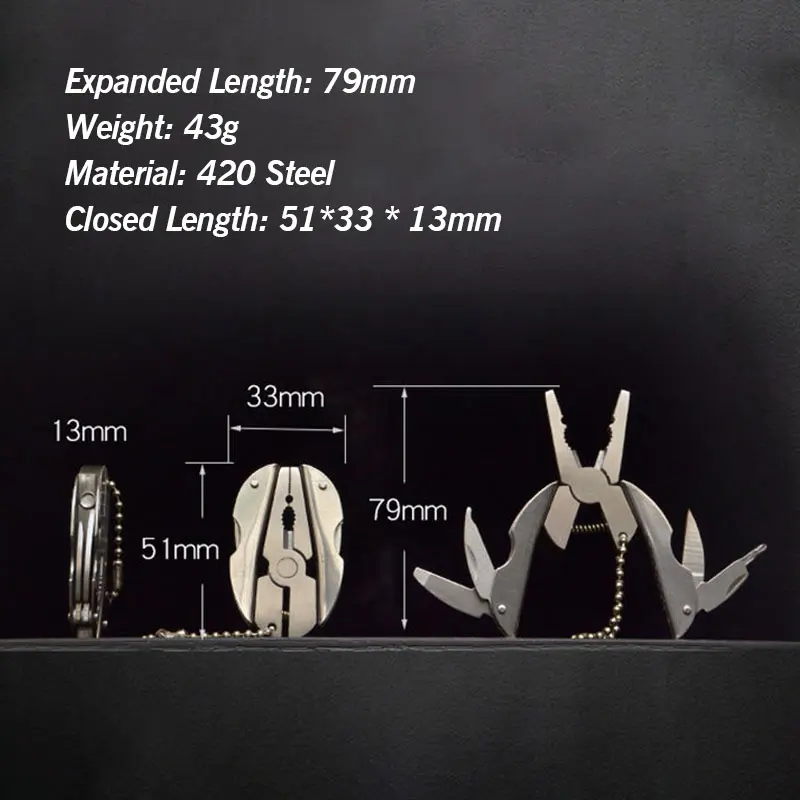 

9 In 1 Pliers Stainless Steel Mini Multifunctional Pocket Turtle-back Outdoor Folding Tools Egg Pliers Mini Gift Beetle Plier