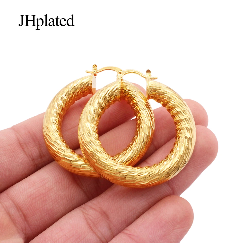 

Fashion 24K gold plated hoops pircing big round Large earrings for women 2021 Hoop Earring piercings gifts Jewelry ear rings